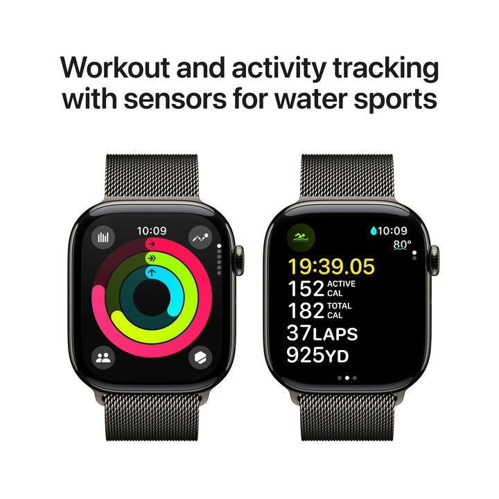Apple Watch Series 10 GPS + Cellular 46mm Slate Titanium Case with Slate Milanese Loop - M/L