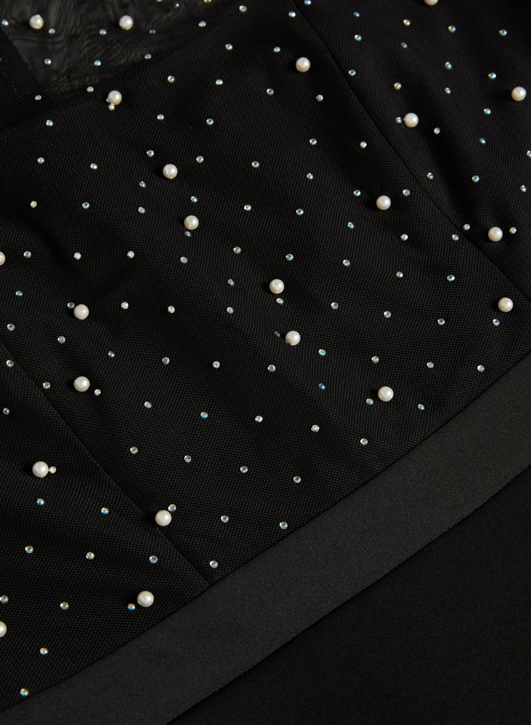 LAURA Pearl Embellished Mesh Detail Dress