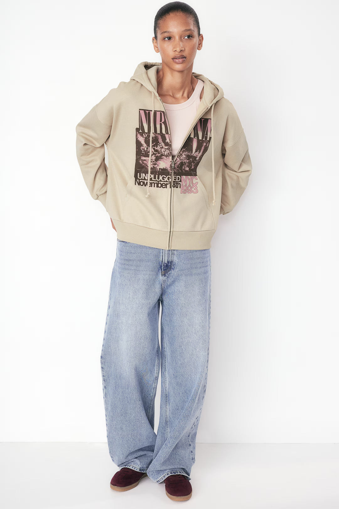 H&M Oversized Hooded Jacket with Motif