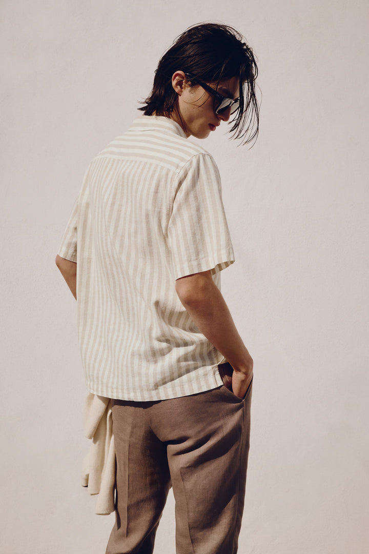 H&M Regular-Fit Short-Sleeved Linen-Blend Shirt