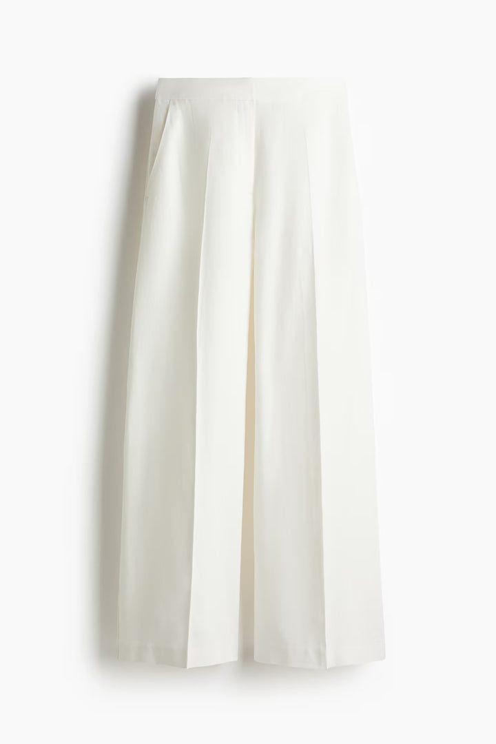 H&M Wide-Leg Linen-Blend Pants
