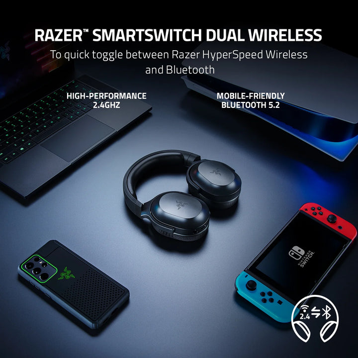 Razer Barracuda X Wireless Gaming Headset for PC, PS5, PS4, NS, Mobile, 2.4GHz, Bluetooth, 250g, Black