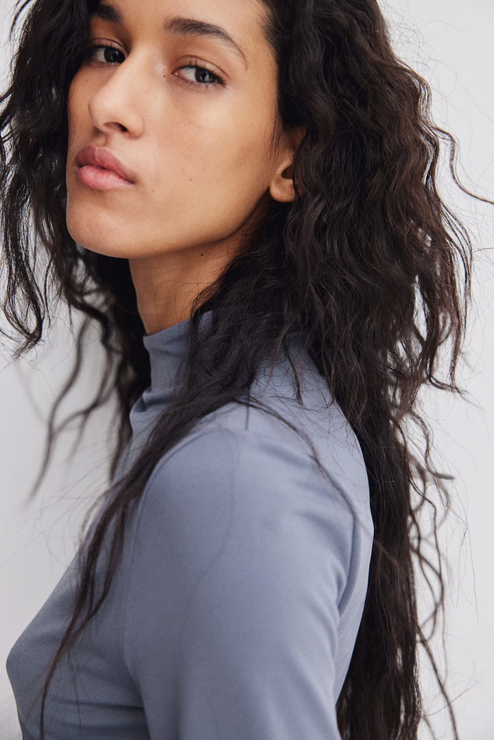 H&M Microfiber Mock Turtleneck Top