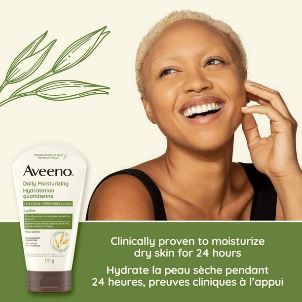 Aveeno Daily Moisturizing Face Cream, Facial & Neck Moisturizer, Dry Skin, Non-GMO Oat, Paraben Free, Fragrance Free, 141 g