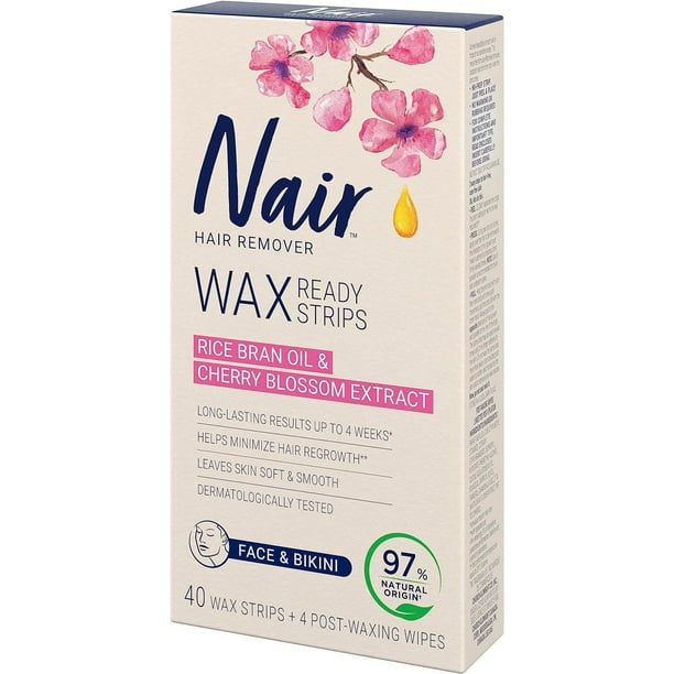 Nair Wax Ready Strips Face And Bikini Hair Remover, 40 Strips