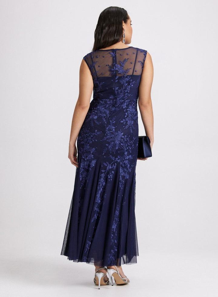 LAURA Floral Embroidered Tulle Dress