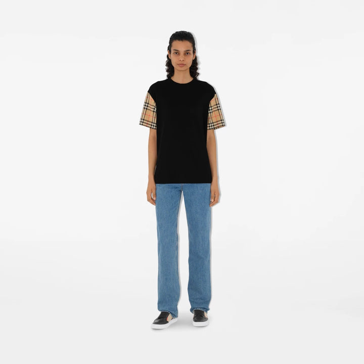 Burberry Check Sleeve Cotton T-shirt