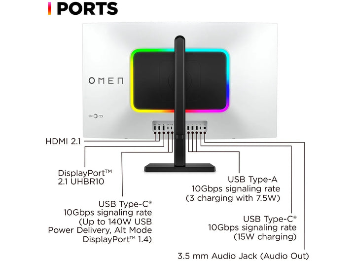 OMEN Transcend 31.5 inch UHD 240Hz OLED Gaming Monitor - OMEN Transcend 32