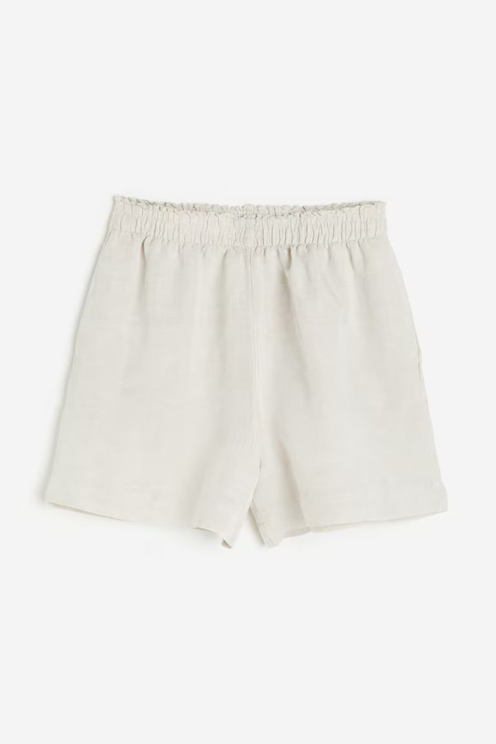 H&M LINEN-BLEND PULL-ON SHORTS