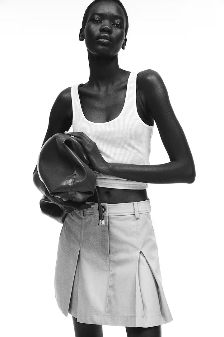 H&M PLEATED TWILL SKIRT