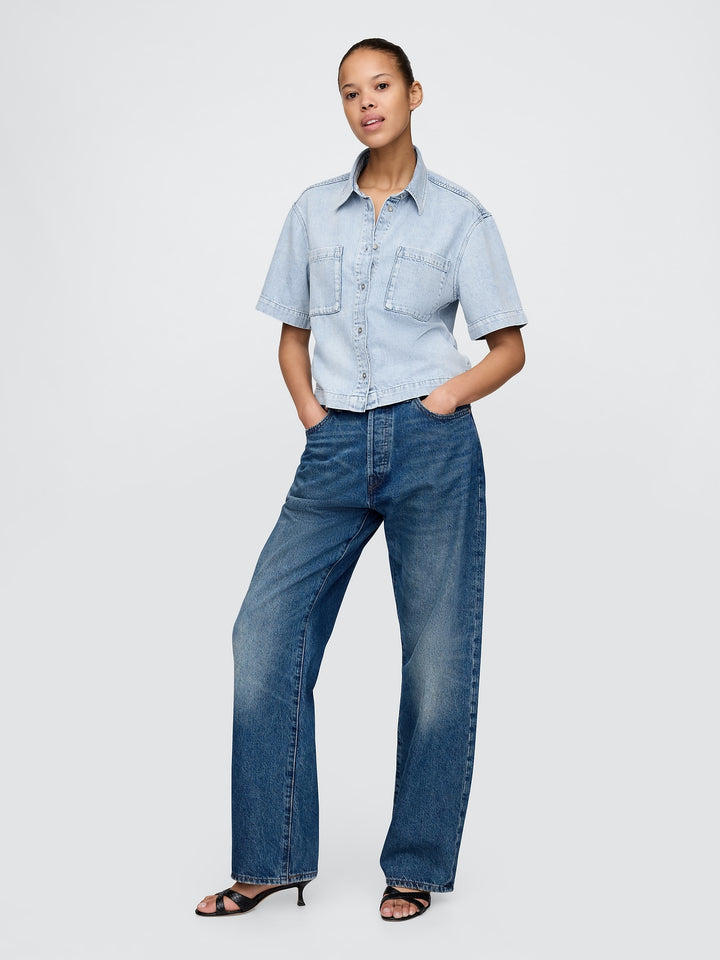 Gap UltraSoft Cropped Denim Shirt