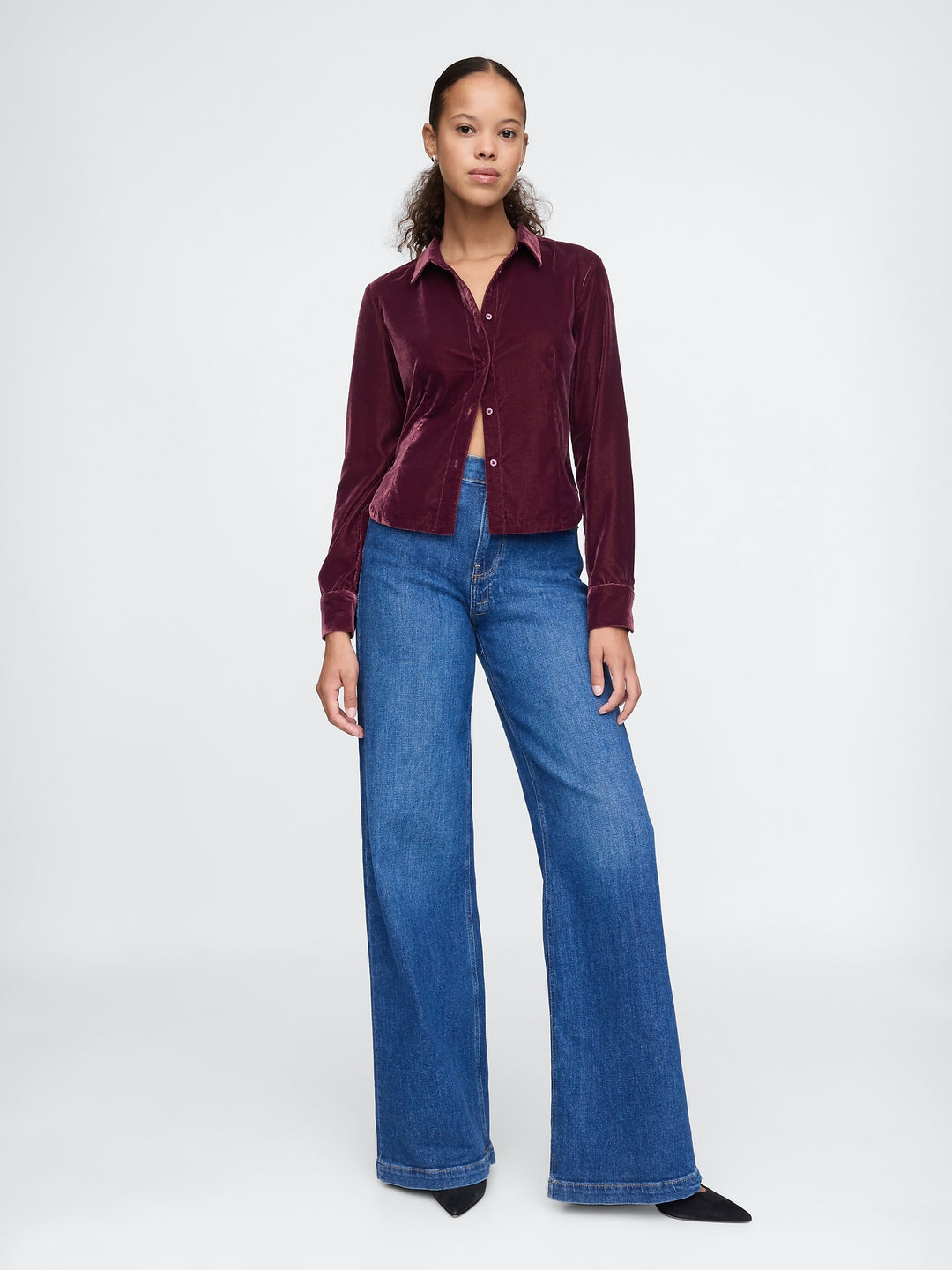 Gap Cropped Velvet Shirt