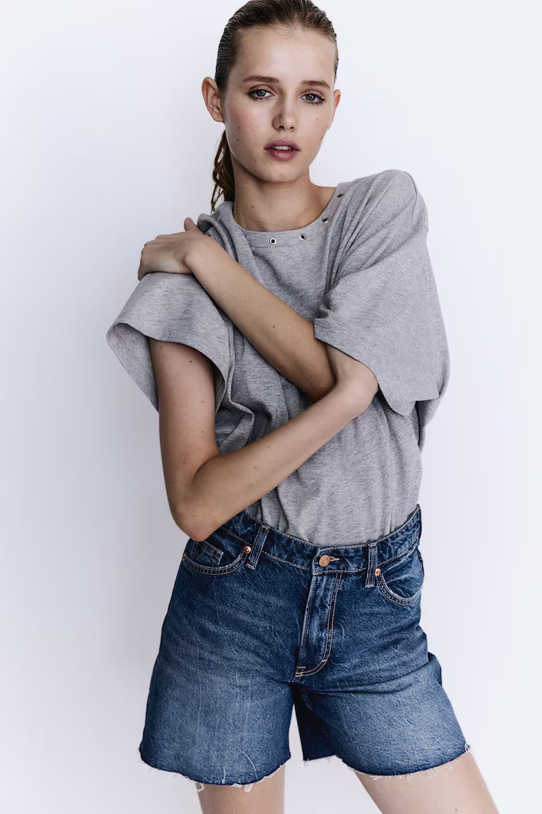 H&M HIGH BERMUDA DENIM SHORTS