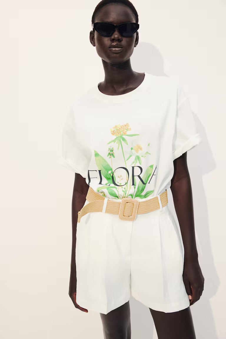 H&M BELTED TWILL SHORTS