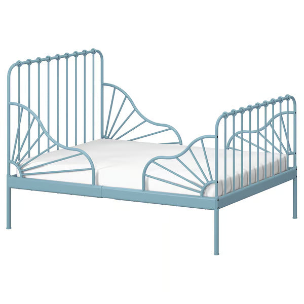 IKEA MINNEN Ext bed frame with slatted bed base, white, 38 1/4x74 3/4 "