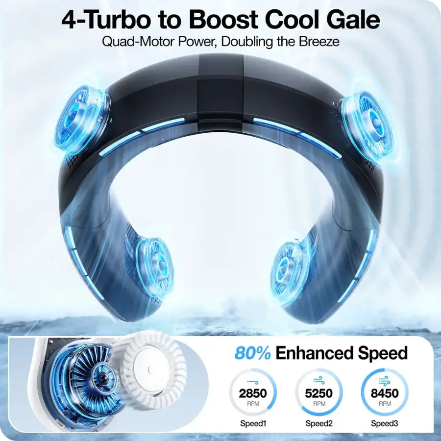 TORRAS - COOLiTE Portable Foldable Neck Fan - Space Black