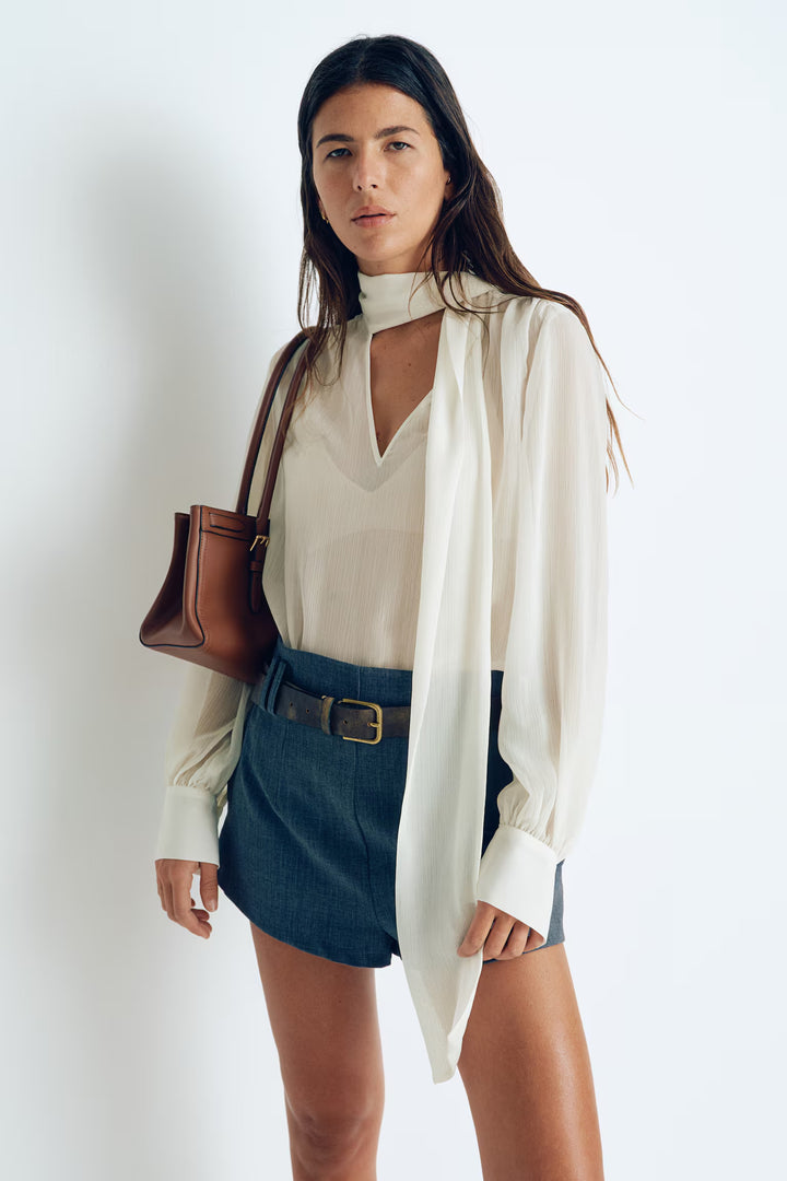 H&M Tie-Neck Chiffon Blouse