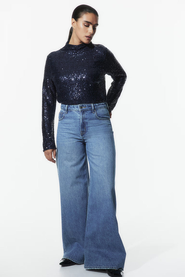H&M Sequined Mock Turtleneck Top