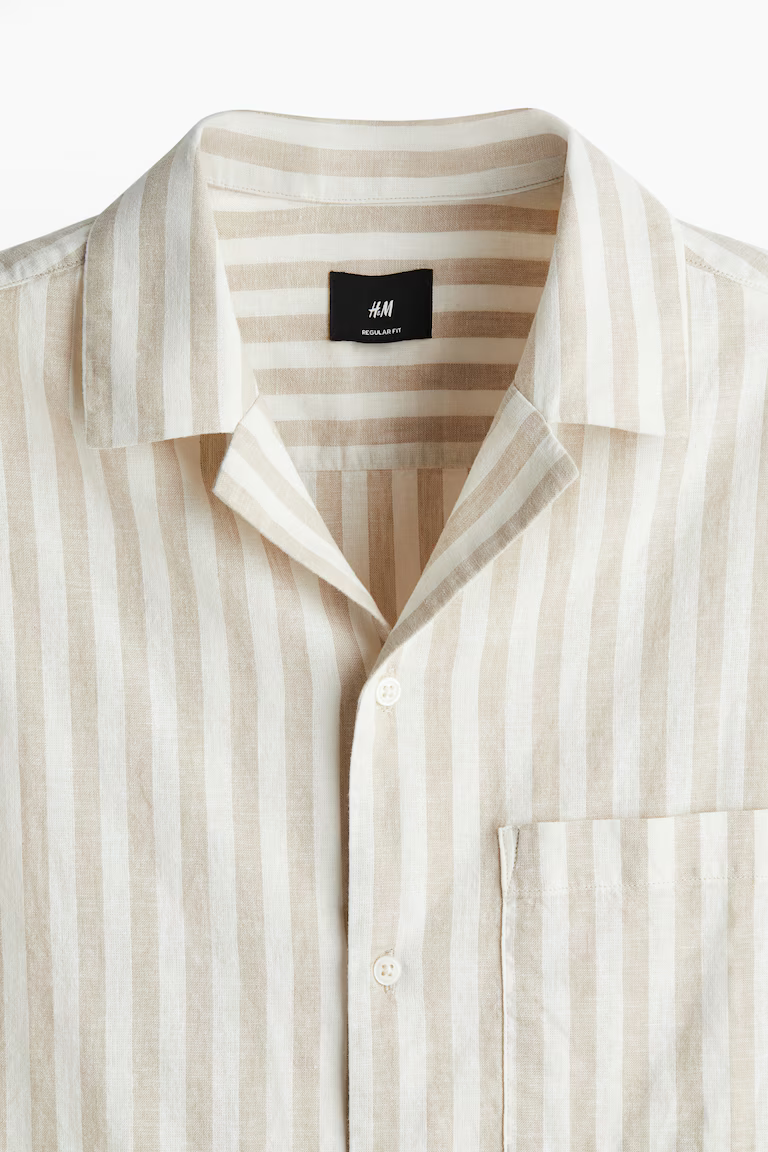 H&M Regular-Fit Short-Sleeved Linen-Blend Shirt