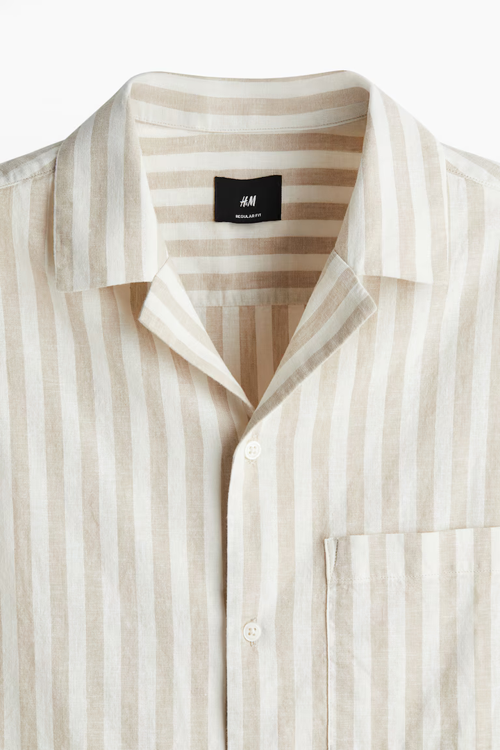 H&M Regular-Fit Short-Sleeved Linen-Blend Shirt