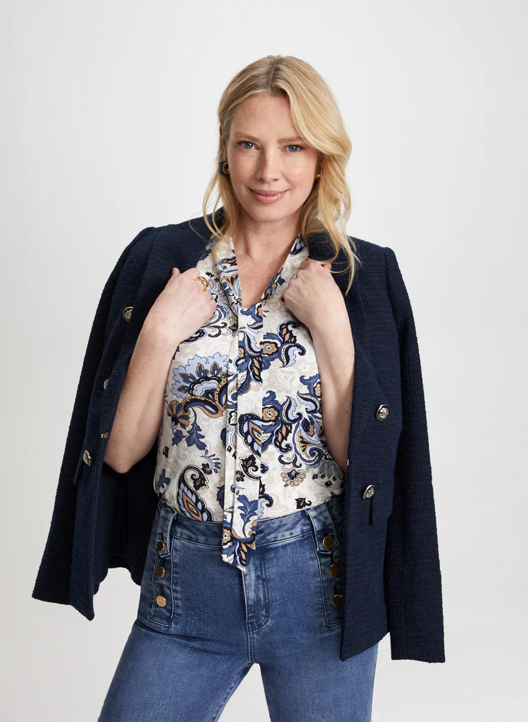 LAURA Tie-Neck Paisley Print Top