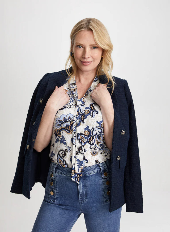 LAURA Tie-Neck Paisley Print Top