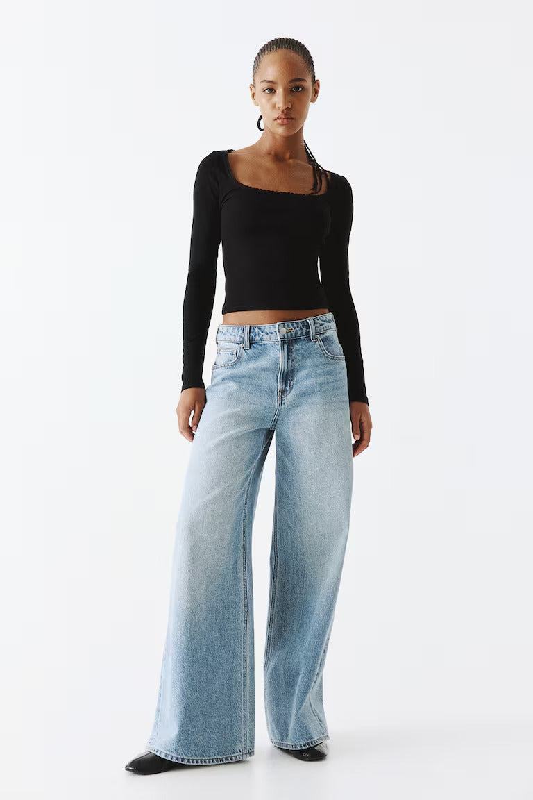H&M Picot-Trimmed Cotton Top