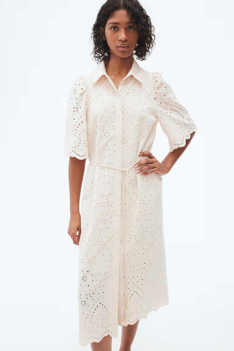 H&M Eyelet Embroidered Shirt Dress