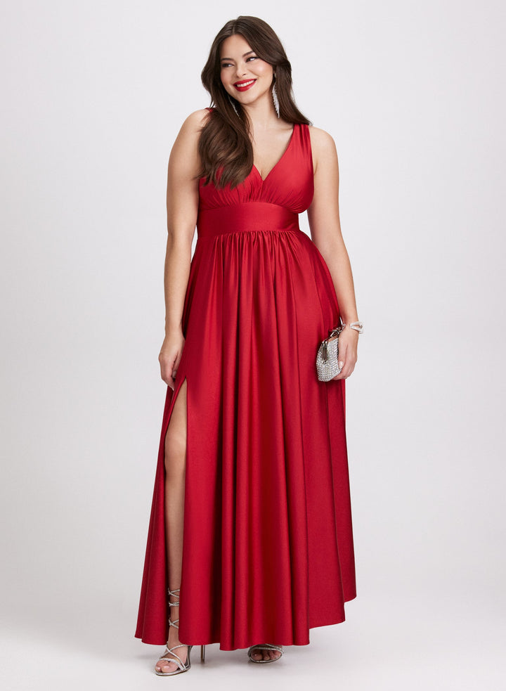 LAURA Sleeveless Plunging Neckline Dress