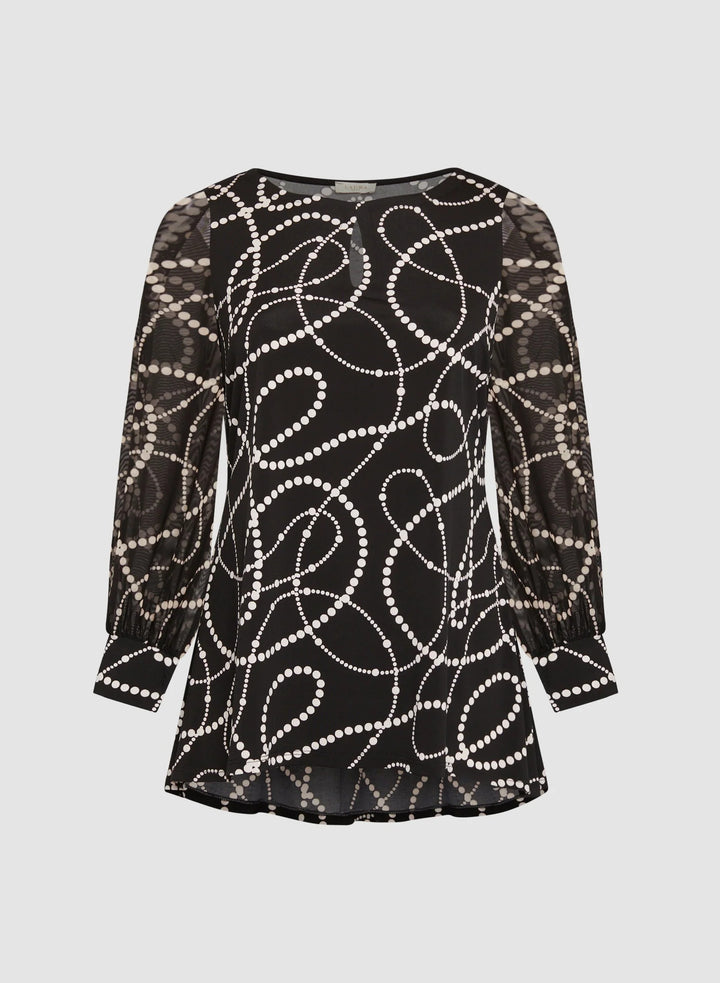 LAURA Puff Sleeve Dot Print Tunic