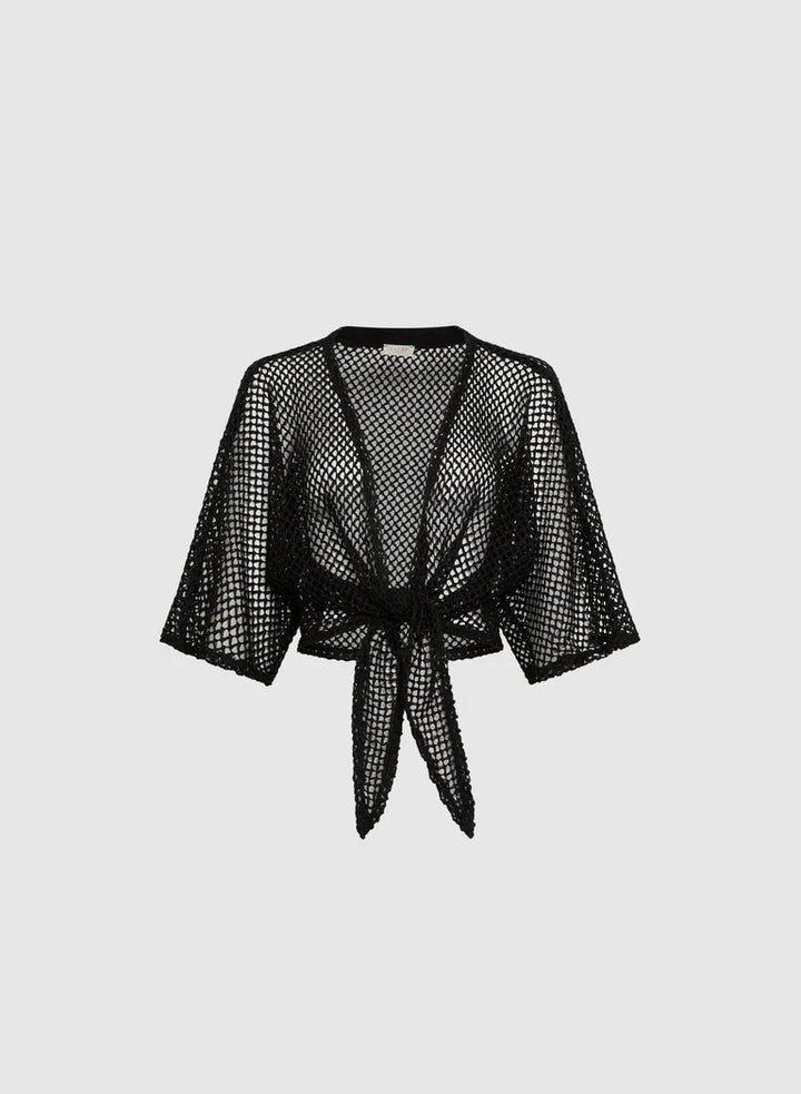 LAURA Tie-Front Crochet Top