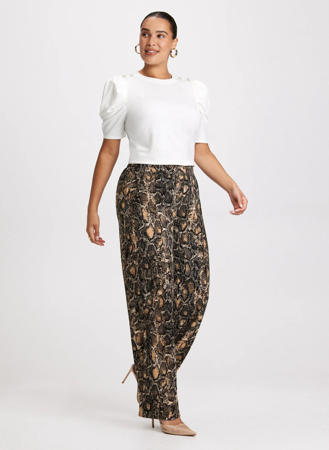 LAURA Olivia Snake Print Wide-Leg Pants