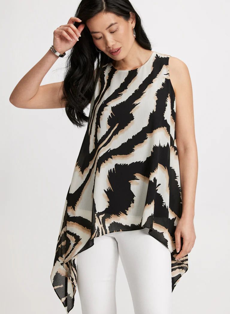 LAURA Zebra Print Asymmetric Blouse