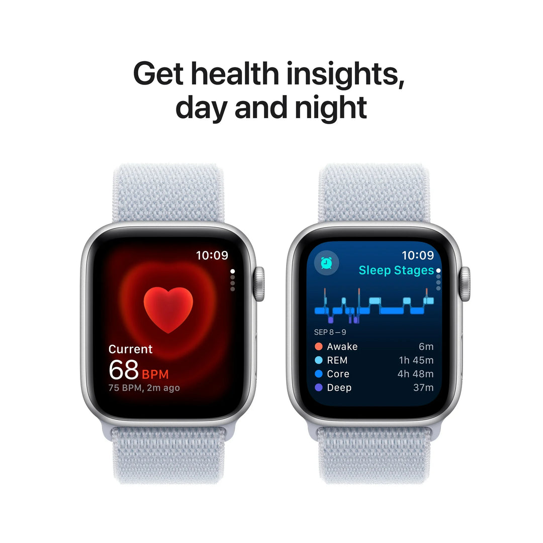 Apple Watch SE (2nd Gen) [GPS + Cellular] Smartwatch with 44mm Silver Aluminum Case with Blue Cloud Sport Loop. Fitness & Sleep Tracker, Crash Detection, Heart Rate Monitor
