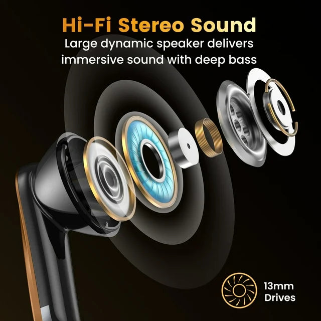 VEAT00L P91 Wireless Earbuds, Bluetooth Headphones V5.4 Stereo Ear buds with Noise Cancelling Mics, 60H Playback Mini Case with Dual LED Display, IP7 Waterproof in-Ear Earphones for Android iOS