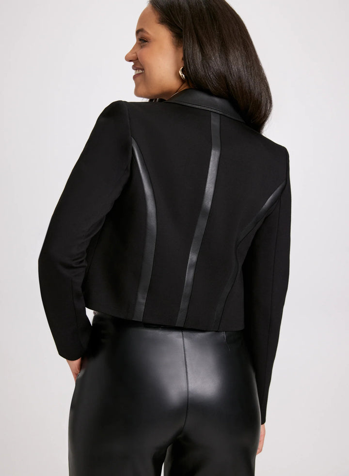 LAURA Vegan Leather Detail Cropped Jacket