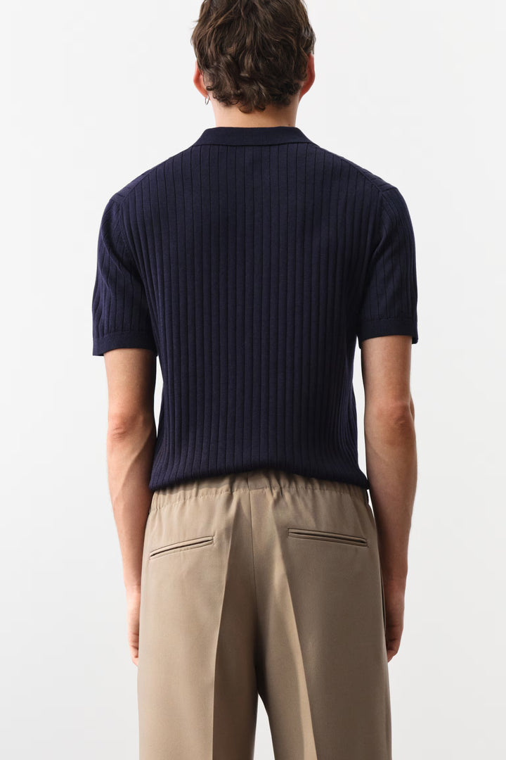 H&M Slim-Fit Rib-Knit Polo Shirt