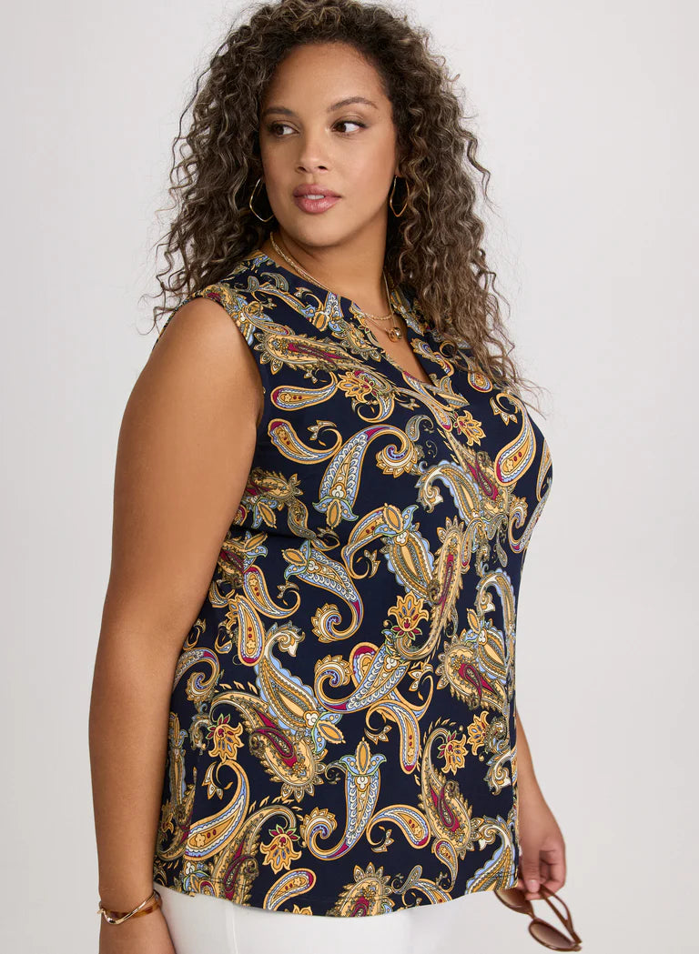 LAURA Paisley Split Neck Blouse