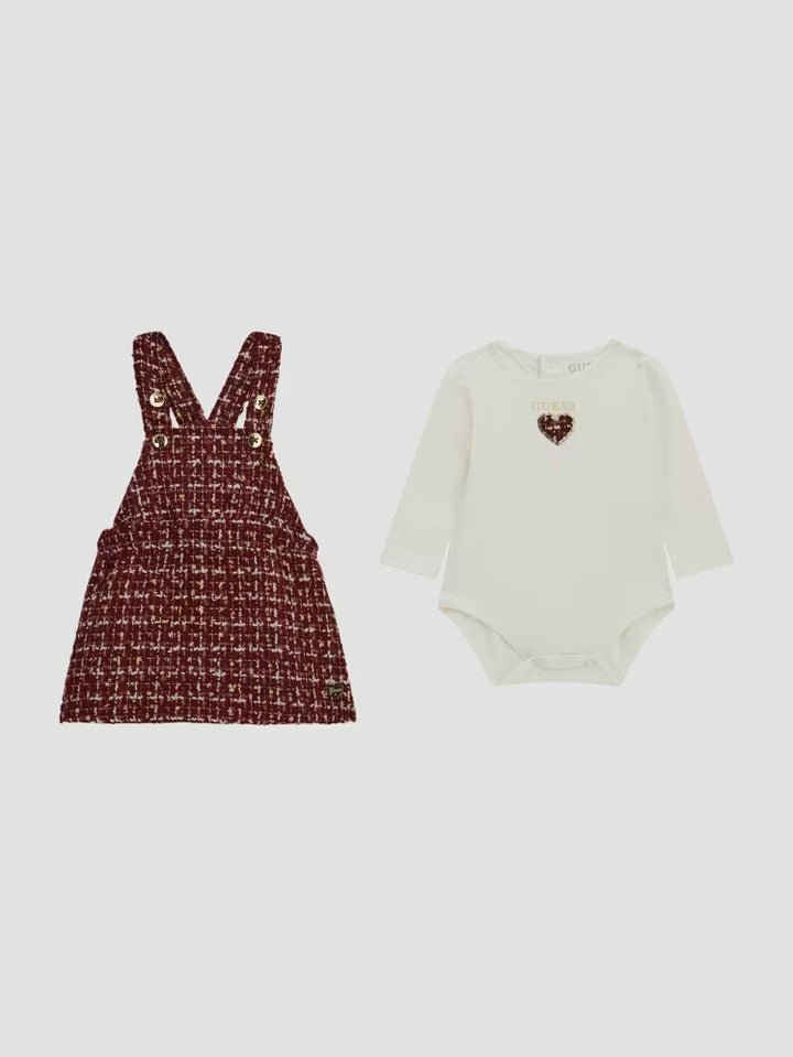 Guess Heart Bodysuit and Tweed Skirtall Set (0-24M)
