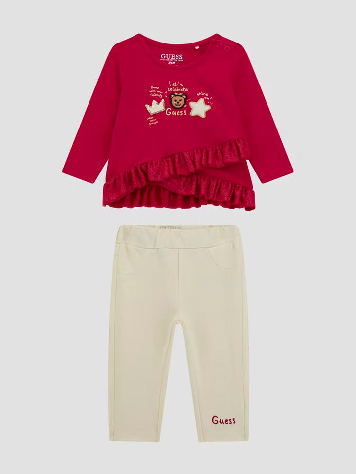 Guess Eco Bear Tee and Lurex Legging Set (0-24M)