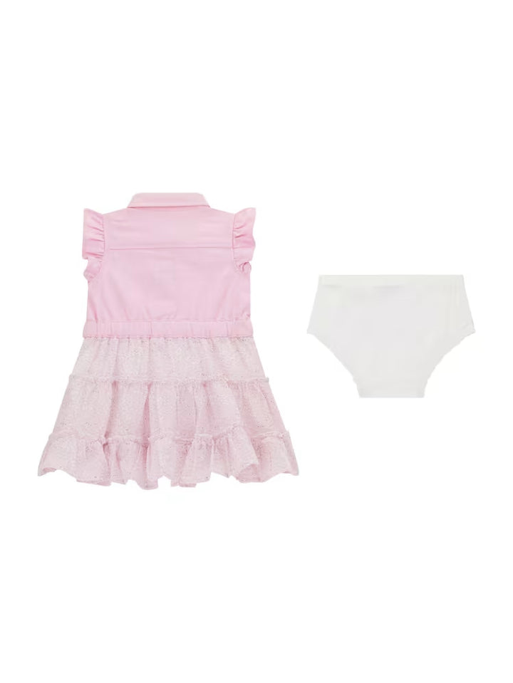 Guess Mixed Fabric Dress and Bloomers Set (0-12M)
