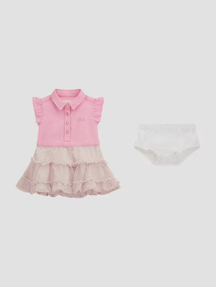 Guess Mixed Fabric Dress and Bloomers Set (0-12M)
