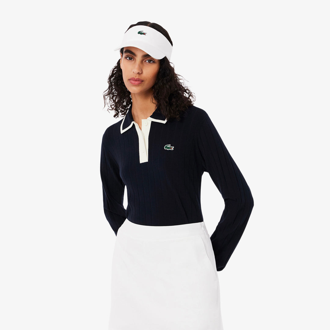 Lacoste Women's Polo Collar Stretch Golf Sweater