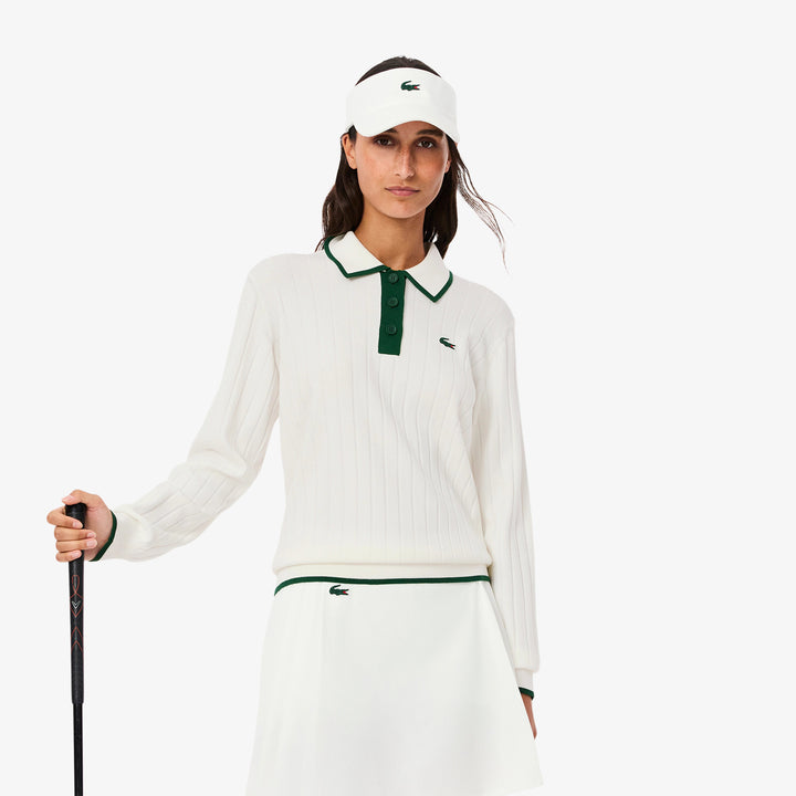 Lacoste Women's Polo Collar Stretch Golf Sweater