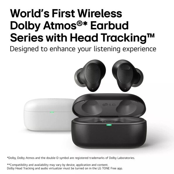 LG T80S Wireless Bluetooth Earbuds LG TONE Free® with Dolby Atmos®, White