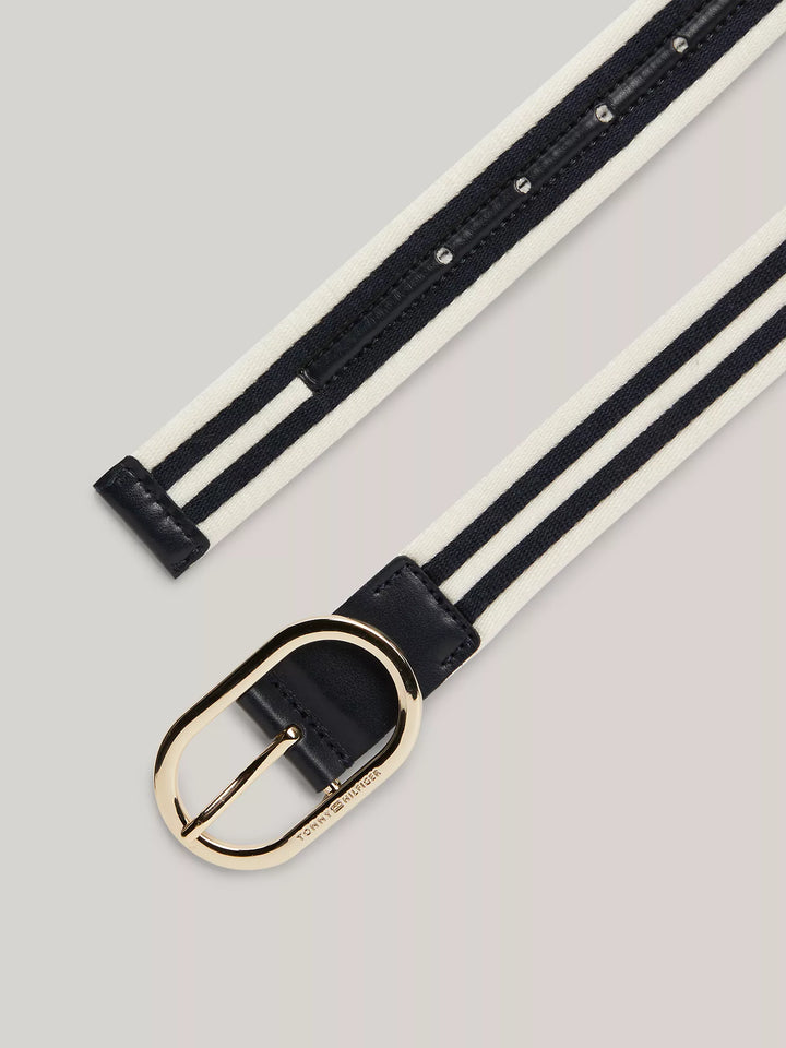 Tommy Hilfiger Elastic Stripe Oval Buckle Belt