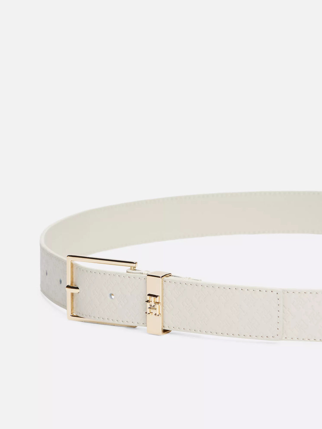 Tommy Hilfiger Monogram Square Buckle Leather Belt