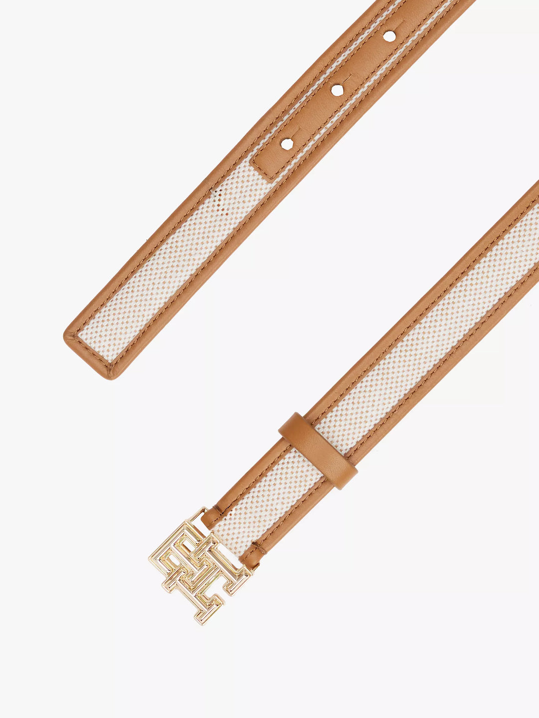 Tommy Hilfiger Logo Buckle Contrast-Trim Canvas Belt