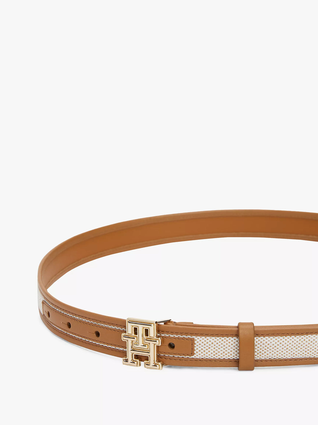 Tommy Hilfiger Logo Buckle Contrast-Trim Canvas Belt