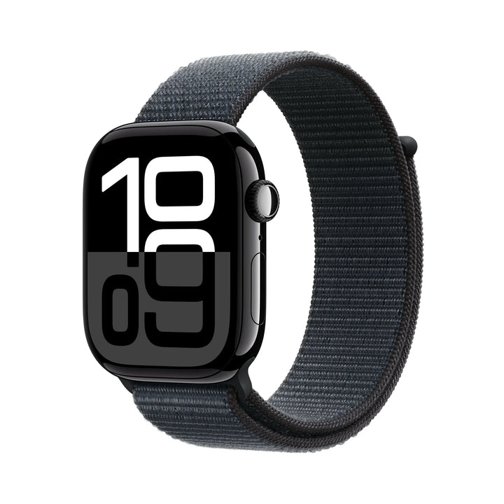 Apple Watch Series 10 GPS + Cellular 46mm Jet Black Aluminum Case with Ink Sport Loop